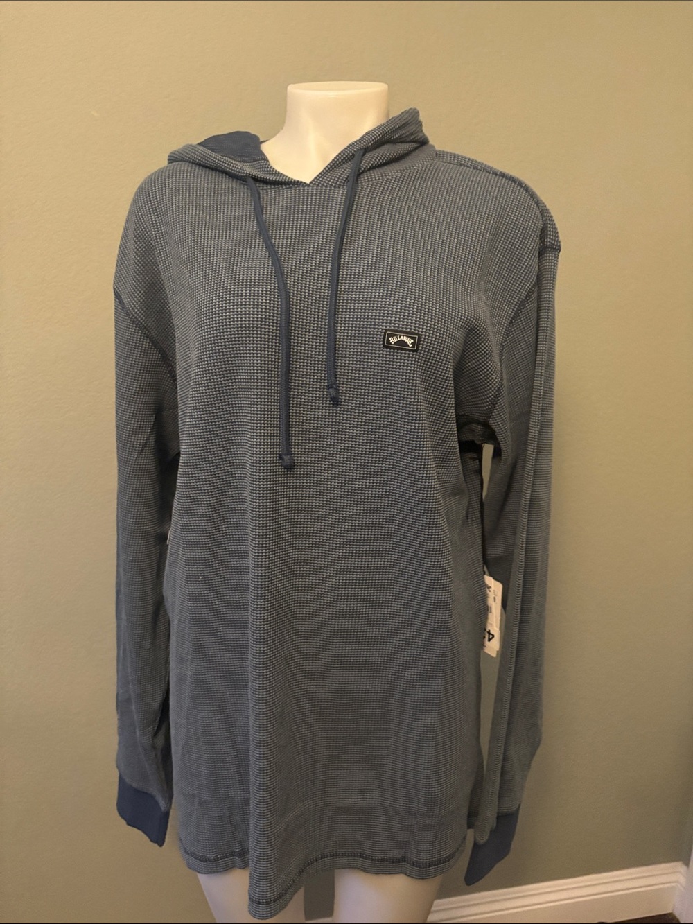 Billabong Men's Slate Blue Hooded Waffle Knit Pullover